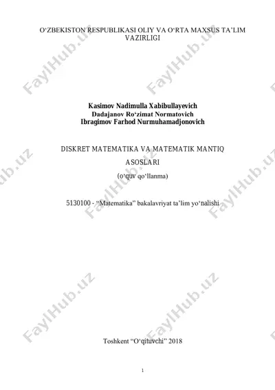 diskret matematika va matematik mantiq asoslari — PDF