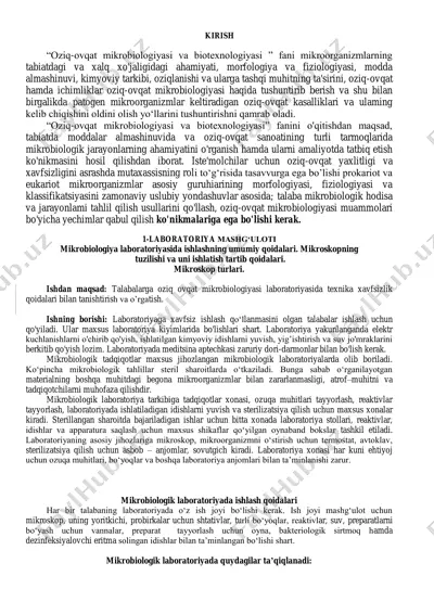 oziq-ovqat mikrobiologiyasi va biotexnologiyasi — PDF