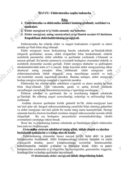 elektrotexnika xaqida tushuncha — PDF