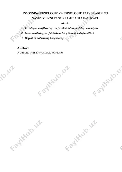 insonning fiziologik va psixologik tavsiflarining xavfsizlikni ta’minlashdagi ahamiyati. 2 — DOCX