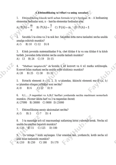ehtimollik va statistika — PDF
