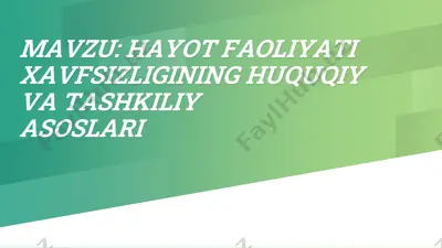 mehnatni muhofaza qilishning huquqiy va tashkiliy asoslari — PDF