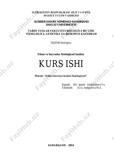 ichki sekretsiya bezlari fiziologiyasi kurs ishi — PDF
