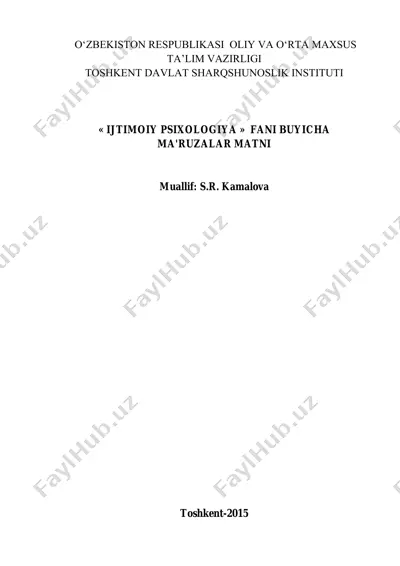 ijtimoiy psixologiya faniga oid maruzalar matni — PDF