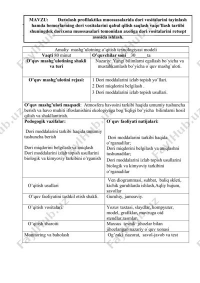 davolash profilaktika muossasalarida dori vositalarini tayinlash va qabul qilish tartibi — DOC