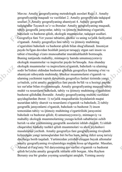 amaliy geografiyaning metodologik asoslari — DOCX