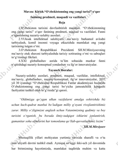 o‘zbekistonning eng yangi tarixi — DOCX