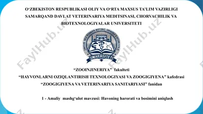 hayvonlarni oziqlantirish texnologiyasi va zoogigiyena — PPTX