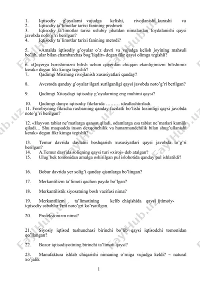 iqtisodiy ta'limotlar tarixi — DOCX
