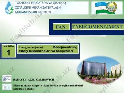 energomenejment:menejmentning asosiy tushunchalari va bosqichlari — PPT