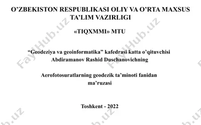 aerofotosyomka asoslari ma'ruzasi — PPTX