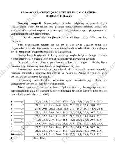 variatsion qator tuzish va uni grafikda ifodalash — DOCX