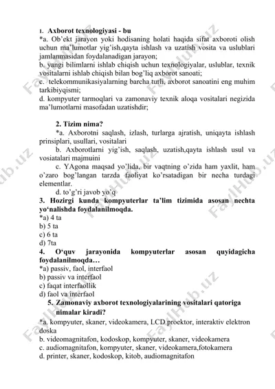 axborot texnologiyasi — DOC