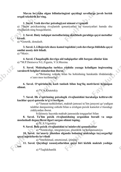 yosh davrlar psixologiyasi — DOCX