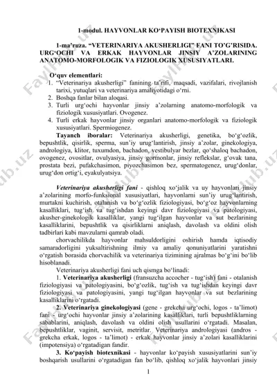 veterinariya akusherligi — DOC