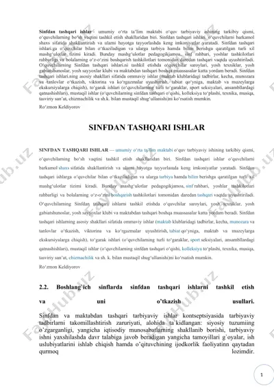 sinfdan tashqari ishlar — DOCX