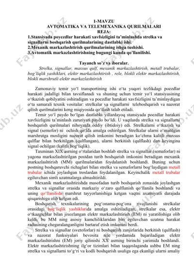 avtomatika va telemexanika qurilmalari — DOCX