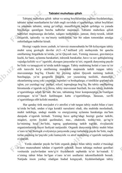 tabiatni muhofaza qilish — DOCX