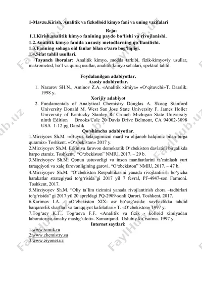 analitik kimyo fanining paydo bo‘lishi va rivojlanishi — DOCX