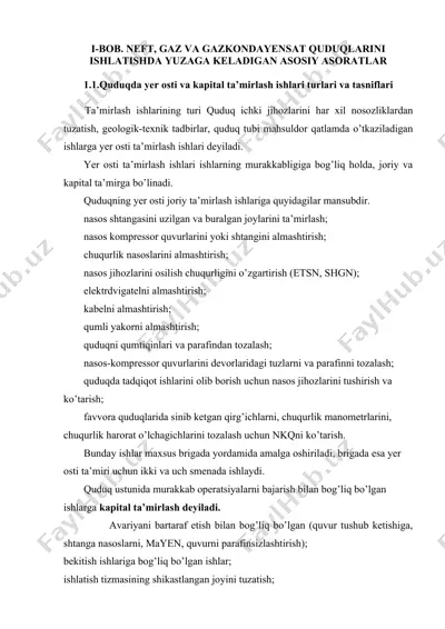 quduqda yer osti va kapital ta'mirlash ishlari — DOCX