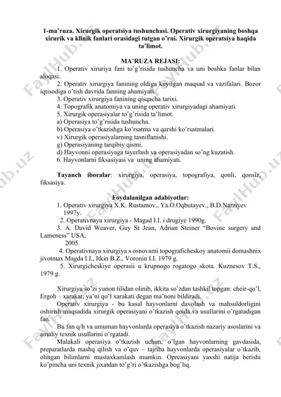 xirurgik operatsiya tushunchasi — DOCX