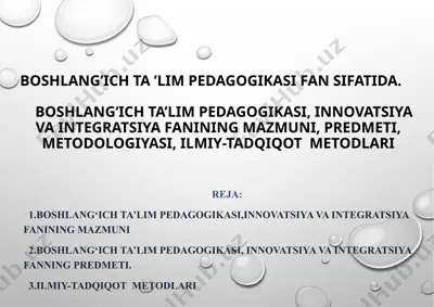 boshlang’ich ta’lim pedagogikasi — PPTX
