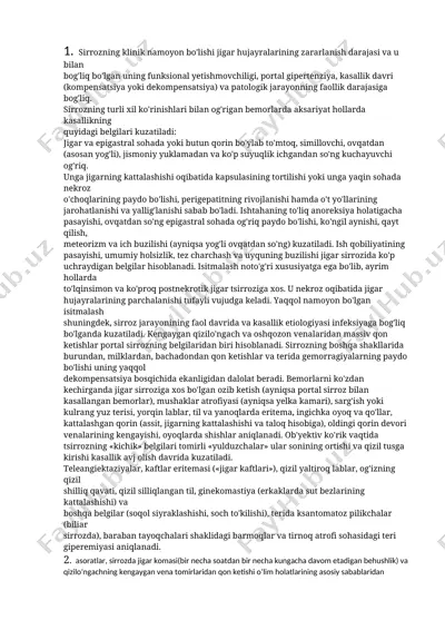 sirrozning klinik namoyoniyati — DOCX