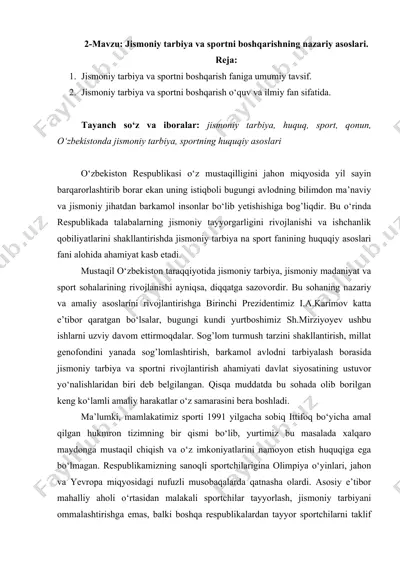 jismoniy tarbiya va sportni boshqarishning nazariy asoslari — DOCX