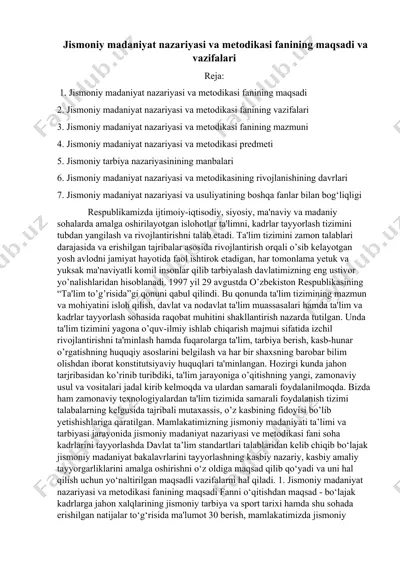 jismoniy madaniyat nazariyasi va metodikasi — DOCX