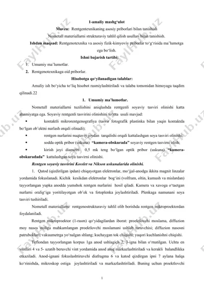 rentgentexnikaning asosiy priborlari bilan tanishish — DOCX