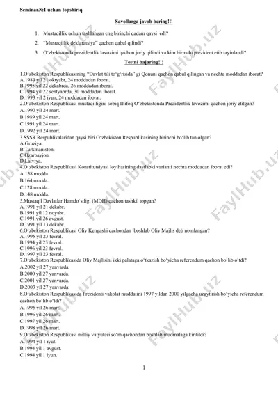 mustaqillik deklaratsiyasi — DOCX