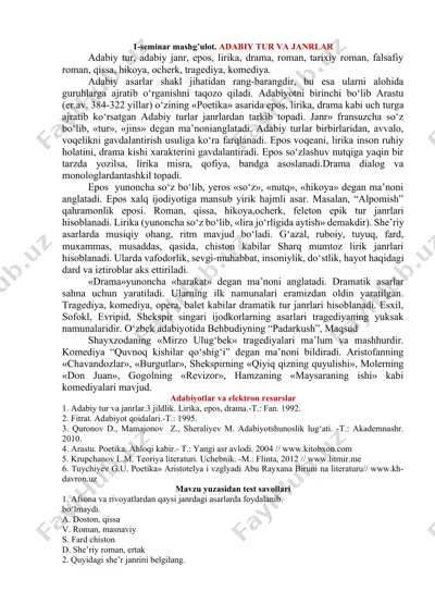 adabiy tur va janrlar — DOCX