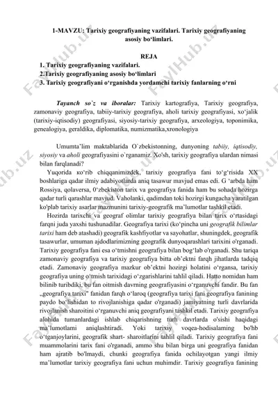 tarixiy geografiyaning vazifalari — DOCX
