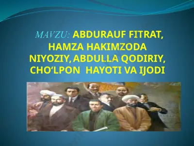 abdurauf fitrat, hamza hakimzoda niyoziy, abdulla qodiri, cho‘lpon hayoti vaijodi — PPTX