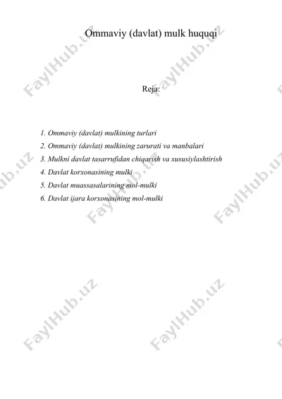 ommaviy (davlat) mulk huquqi — DOC