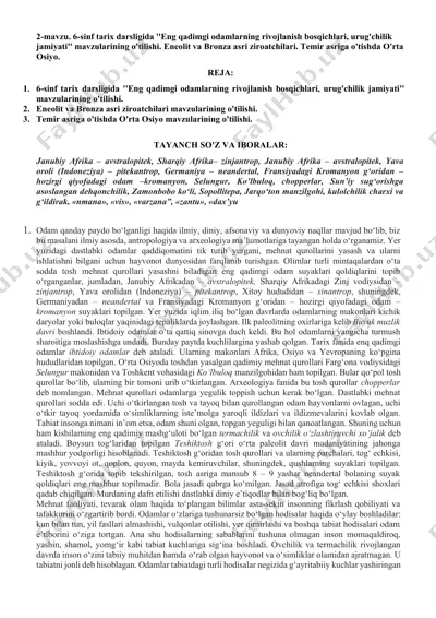 eng qadimgi odamlar hayotining bosqichlari tarixi — DOCX