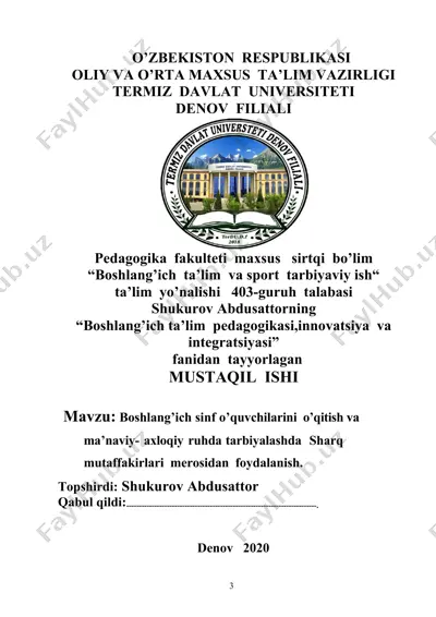 "boshlang’ich ta’lim va sport tarbiyaviy ish" — DOCX