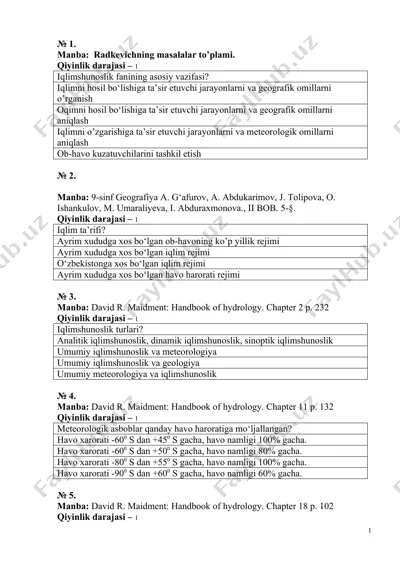 iqlimshunoslik asoslari — DOC