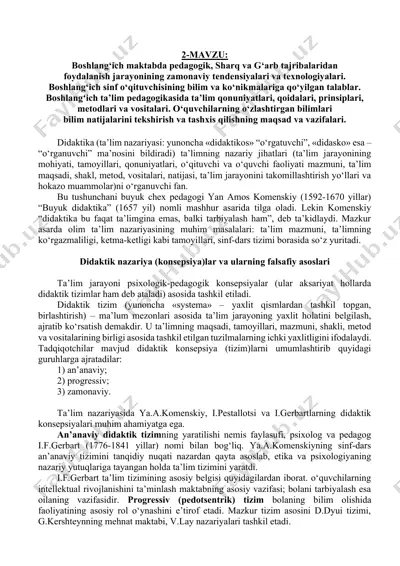 boshlang‘ich maktabda pedagogik, sharq va g‘arb tajribalaridan foydalanish jarayonining zamonaviy tendensiyalari va texnologiyalari — DOCX