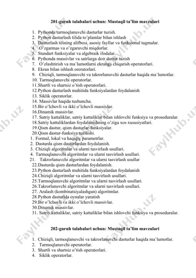 pythonda tarmoqlanuvchi dasturlar tuzish — DOCX