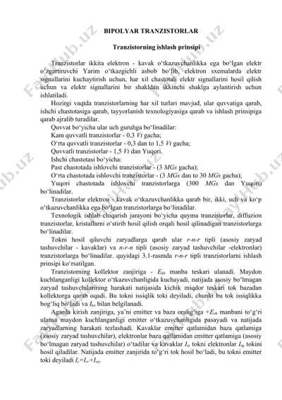 bipolyar tranzistorlar — DOCX