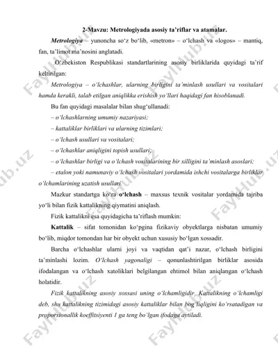 metrologiyada asosiy ta’riflar va atamalar — DOC
