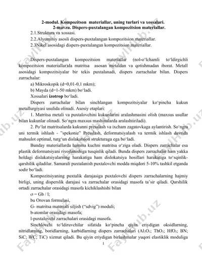 dispers-puxtalangan kompozitsion materiallar — DOCX