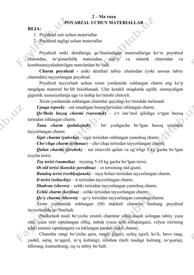 poyabzal uchun materiallar — DOCX