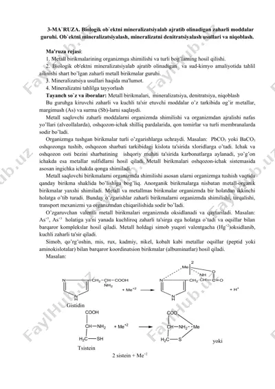 biologik ob'ektni mineralizatsiyalab ajratib olinadigan zaharli moddalar guruhi — DOCX