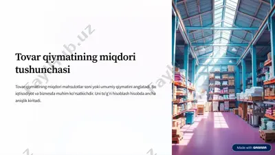 tovar qiymatining miqdori tushunchasi — PDF