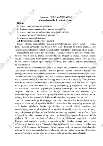 muomala texnikasi va strategiyasi — DOCX