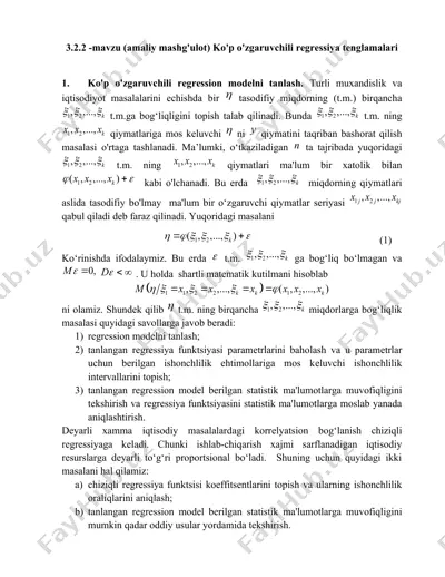 ko'p o'zgaruvchili regressiya tenglamalari — DOCX