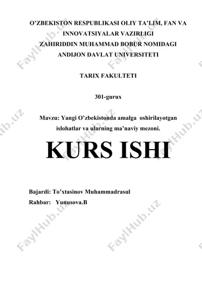 “yangi o’zbekistonda amalga oshirilayotgan islohatlar va ularning ma’naviy mezoni” — DOCX