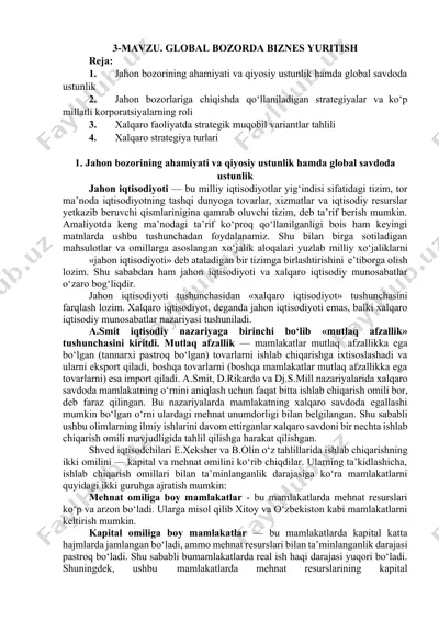 global bozorda biznes yuritish — DOCX